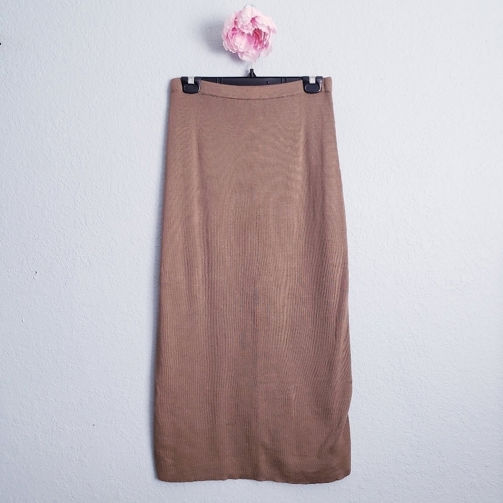 Peruvian Connection Brown Cotton Knit Long Skirt